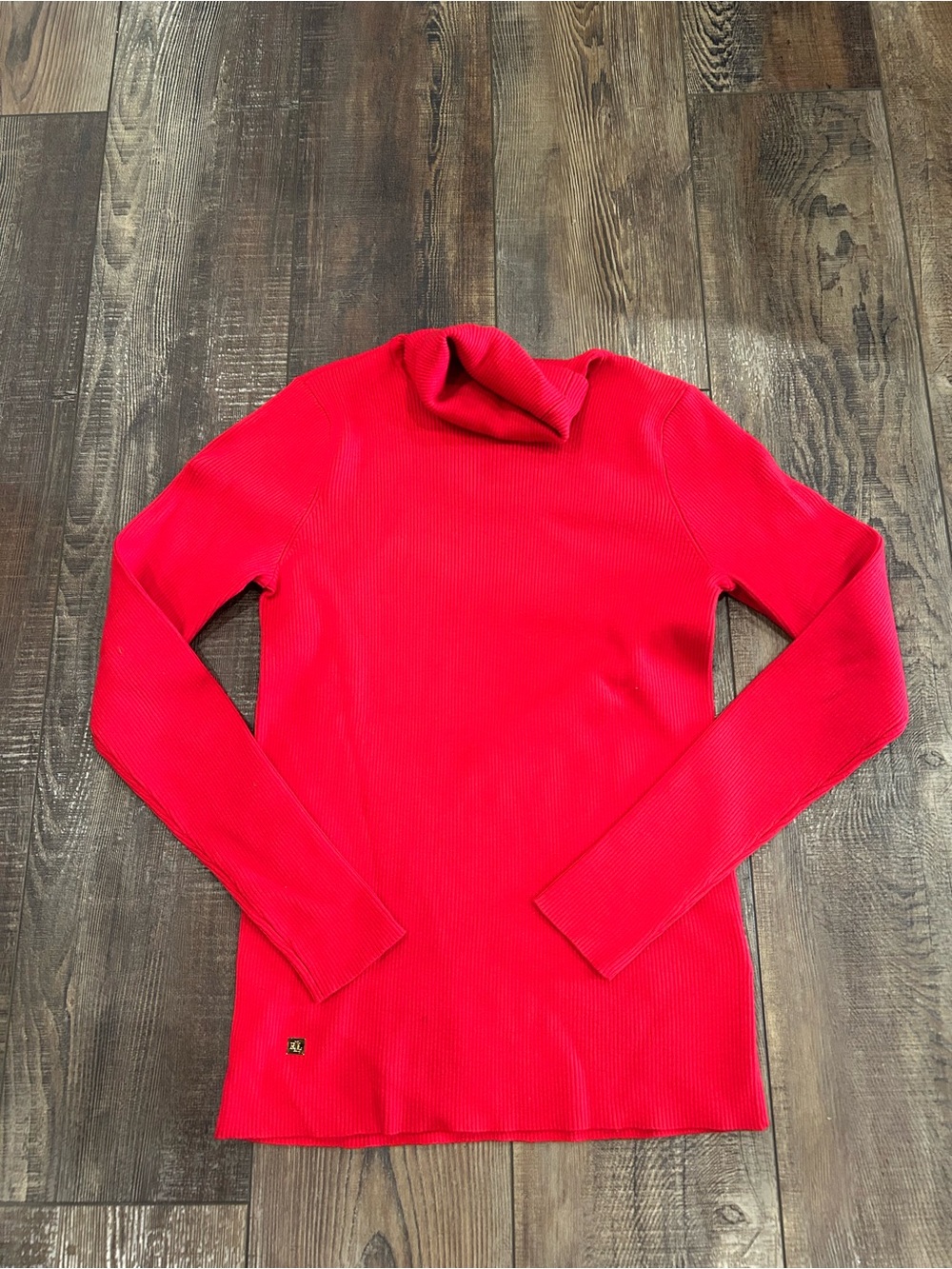 Lauren Ralph Lauren Bright Red Ribbed Turtleneck Sweater